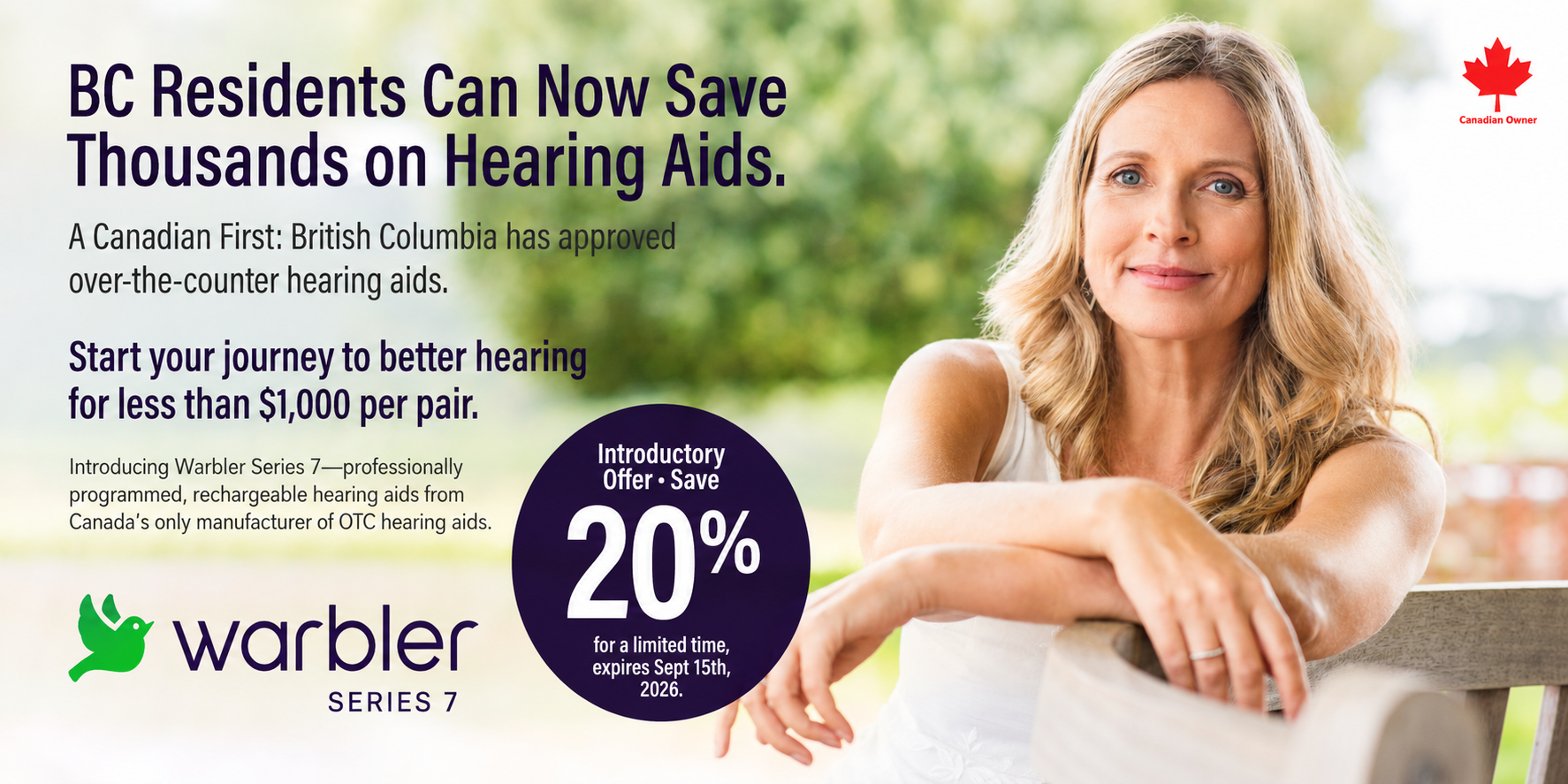 Warbler Series 7 OTC Hearing Aids Approved for BC