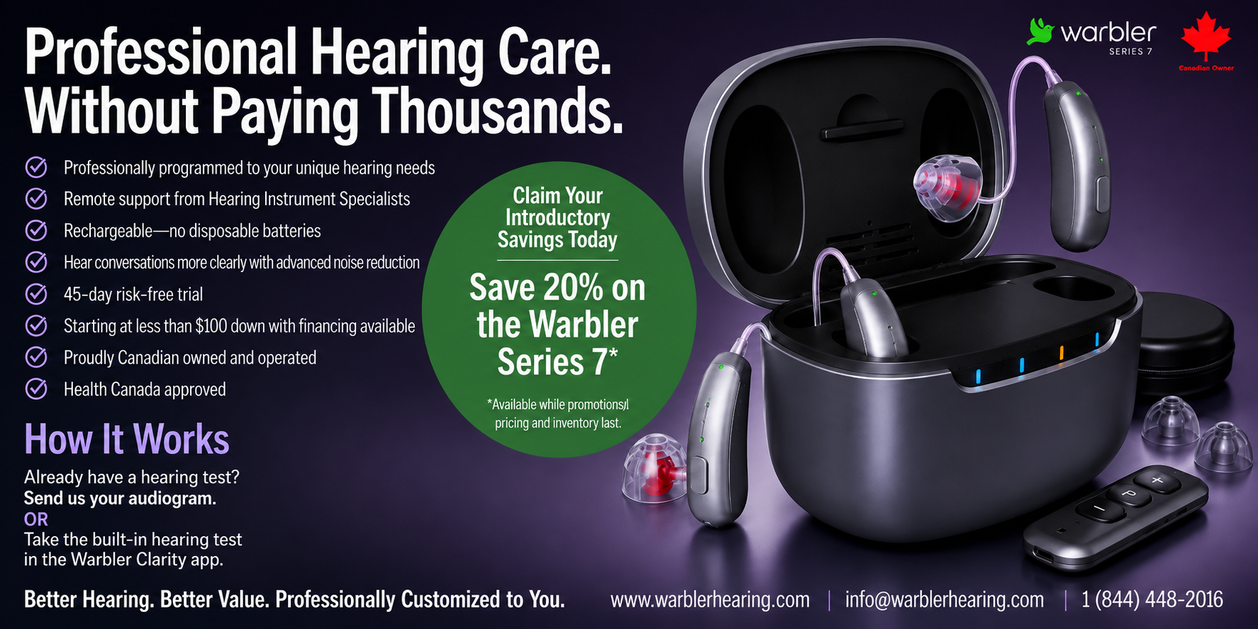 Warbler Series 7 OTC Hearing Aids Approved for BC